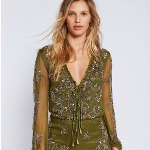 Free People by Ranna Gill Embellished Romper sz M
